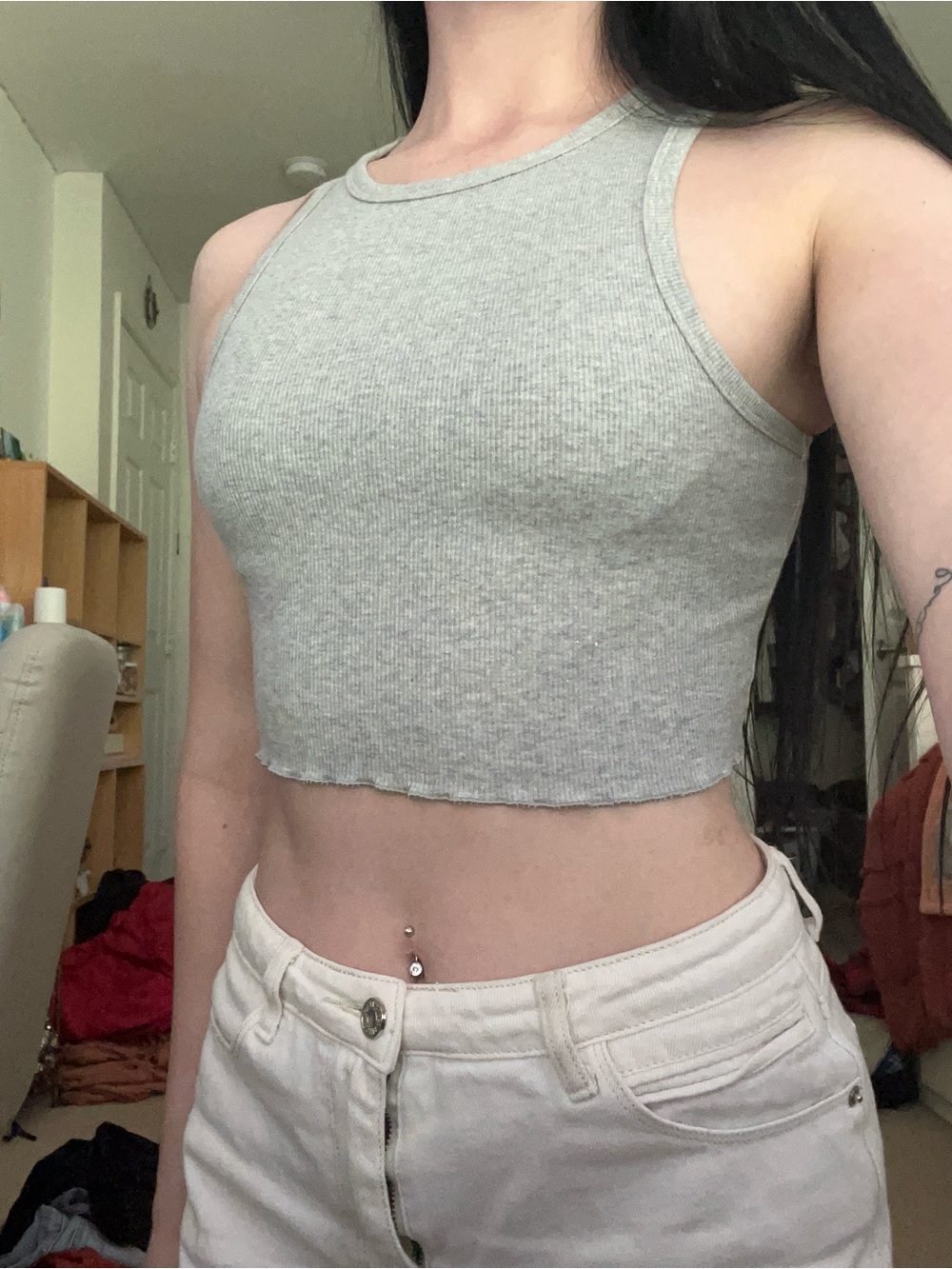 Forever 21 Light Gray Ribbed Crop Tank